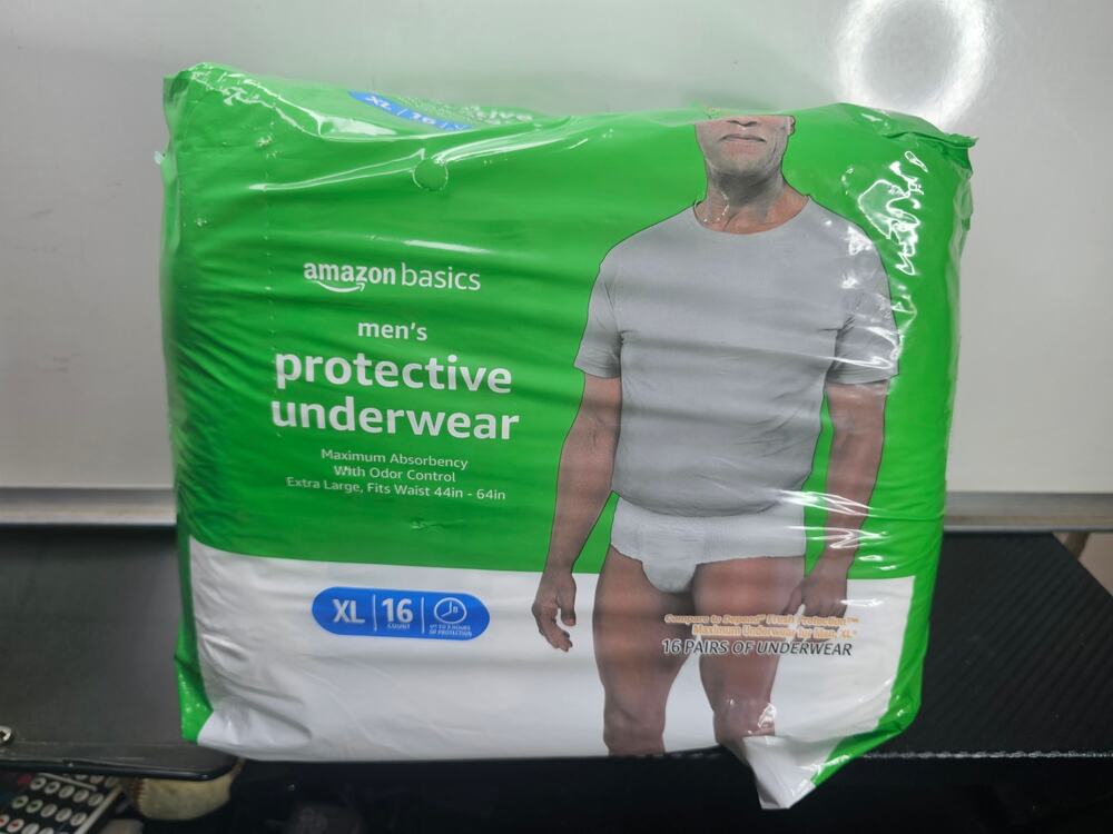 Amazon Basics Men's Protective Underwear XL Waist Size 44"-64" 16 Count New